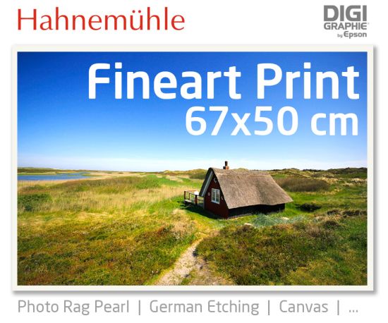 67x50 cm Fineart Druck mit 1440x2880 DPI auf Hahnemühle Fineart-Papieren wie Photo Rag, German Etching, Canvas, Premium Photo Glossy