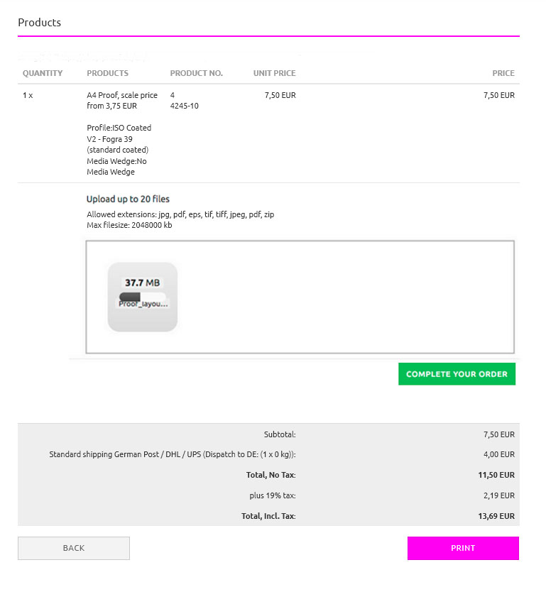 Proof Daten Upload