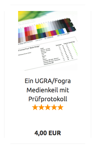 Einen UGRA/Fogra Medienkeil pro Auftrag legen Sie bitte als separaten Artikel in den Warenkorb
