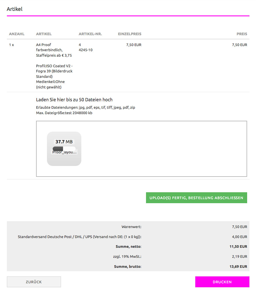 Proof Daten Upload